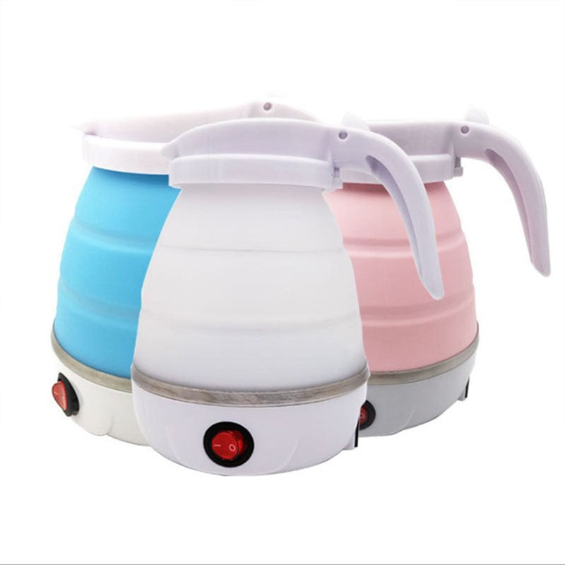 Folding Electric Kettle Mini Stainless Steel Food Silicone Kettle Travel Home Automatic Power Off Easy To Carry Simple Operation